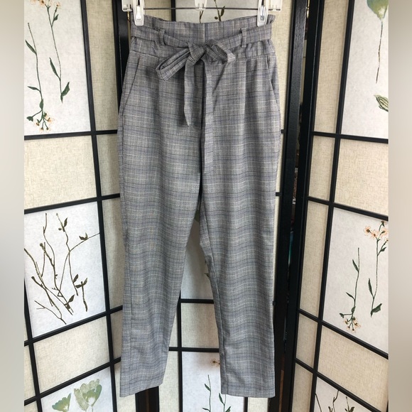 4 for 25$ DYNAMITE | Plaid Sash-Tie Waist Cigarette Trouser Pants. Size XS. - Picture 1 of 8